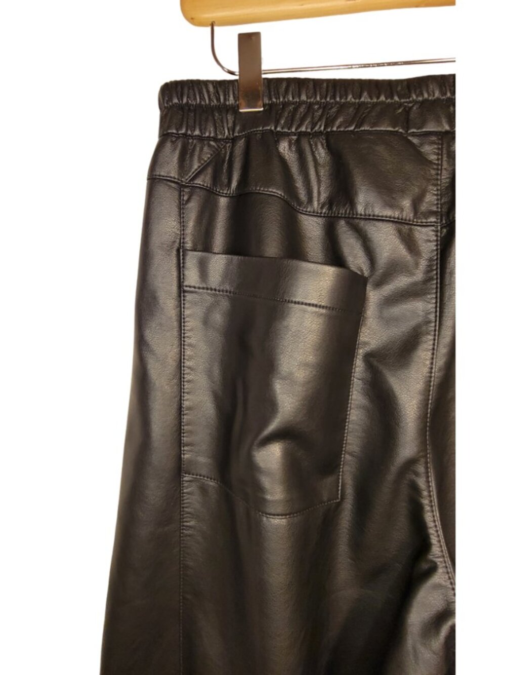 PILCRO Anthropologie Izzie Relaxed Pull-On BlackBarrel Pants Faux Leather Size M - Picture 6 of 13